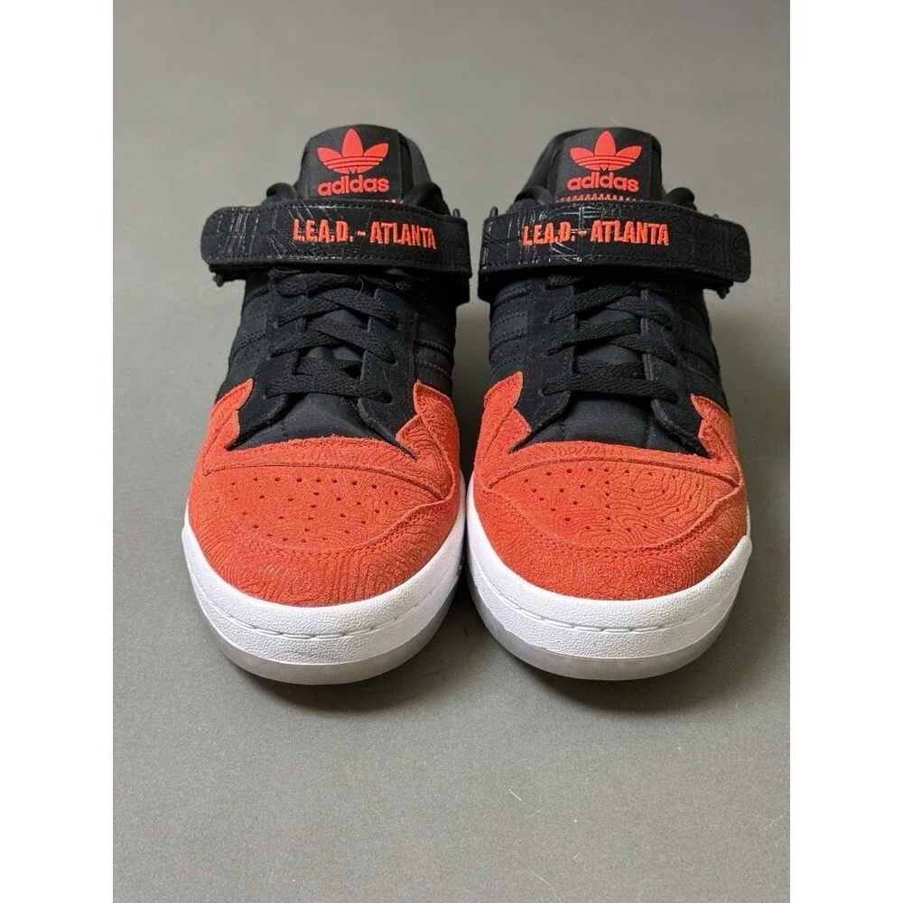 Adidas Forum Low LEAD Atlanta Mens Size 10.5 Core Black Orange Athletic Sneakers